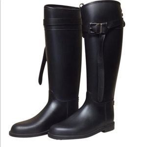 Black Rainboot Brain Riding with Belt Boots s39